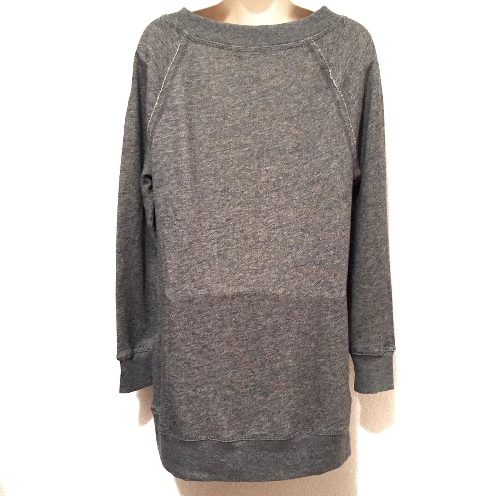 Caslon Nordstroms Womens Knit Shirt Tunic Oversized Heathered Blue Small